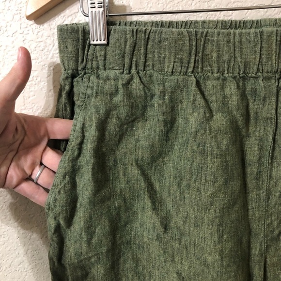 Eileen Fisher Green Wide Leg Organic Linen Pants - Size Medium - Picture 2 of 7